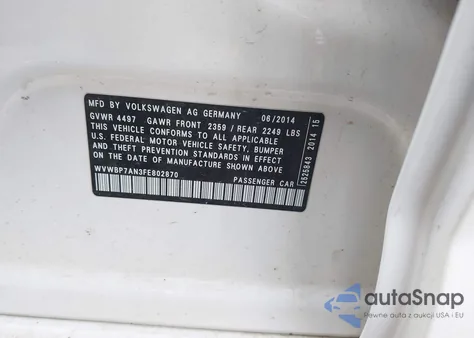 2015 Volkswagen Cc 2.0T R-Line z USA, uszkodzony, nr VIN WVWBP7AN3FE802870